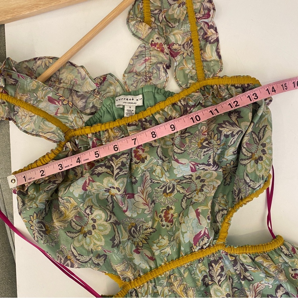 Anthropologie || Current Air‎ Lasalle Open Back Cutout Midi Dress Floral Green S - Picture 7 of 8